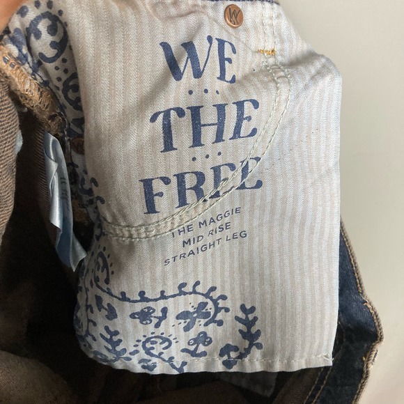 Free people jeans size 28 cropped mid-rise straight leg frayed hem distressed - Picture 15 of 16